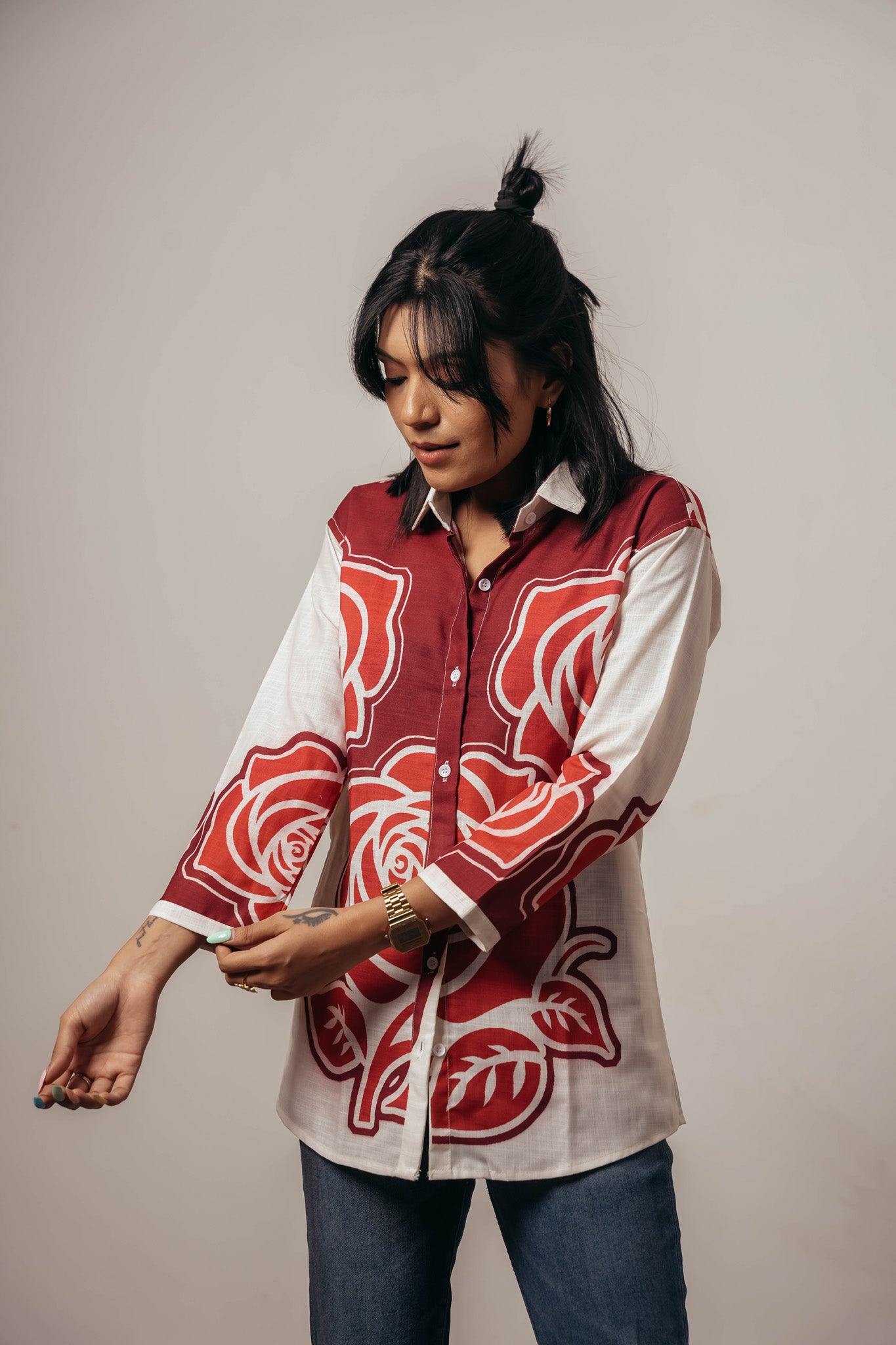 ✨ Joyara Crimson Bloom Shirt ✨