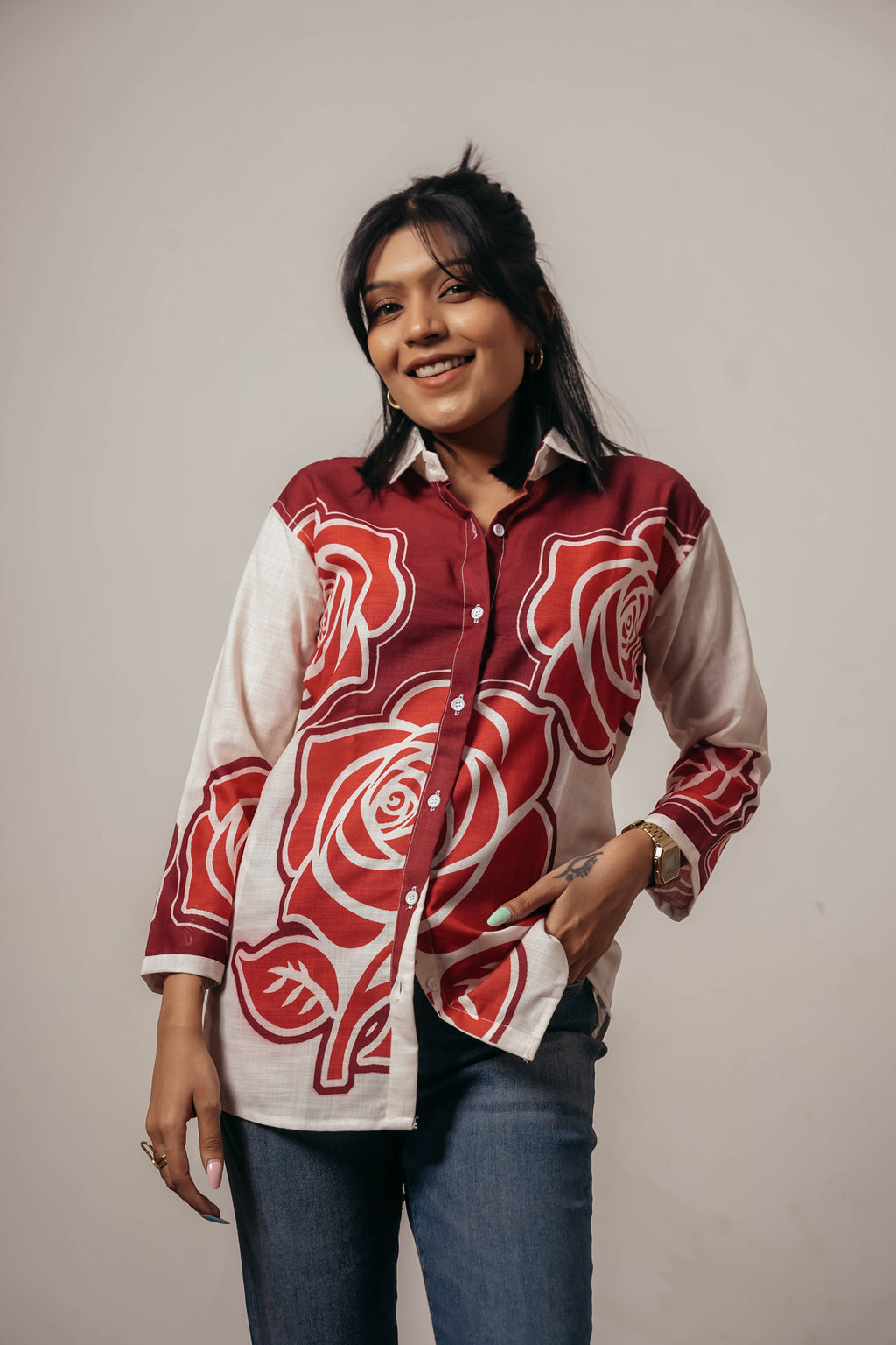 ✨ Joyara Crimson Bloom Shirt ✨