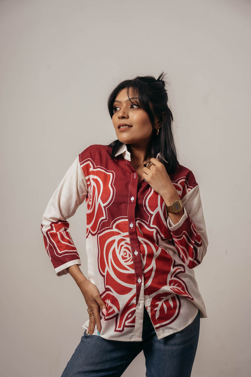 ✨ Joyara Crimson Bloom Shirt ✨