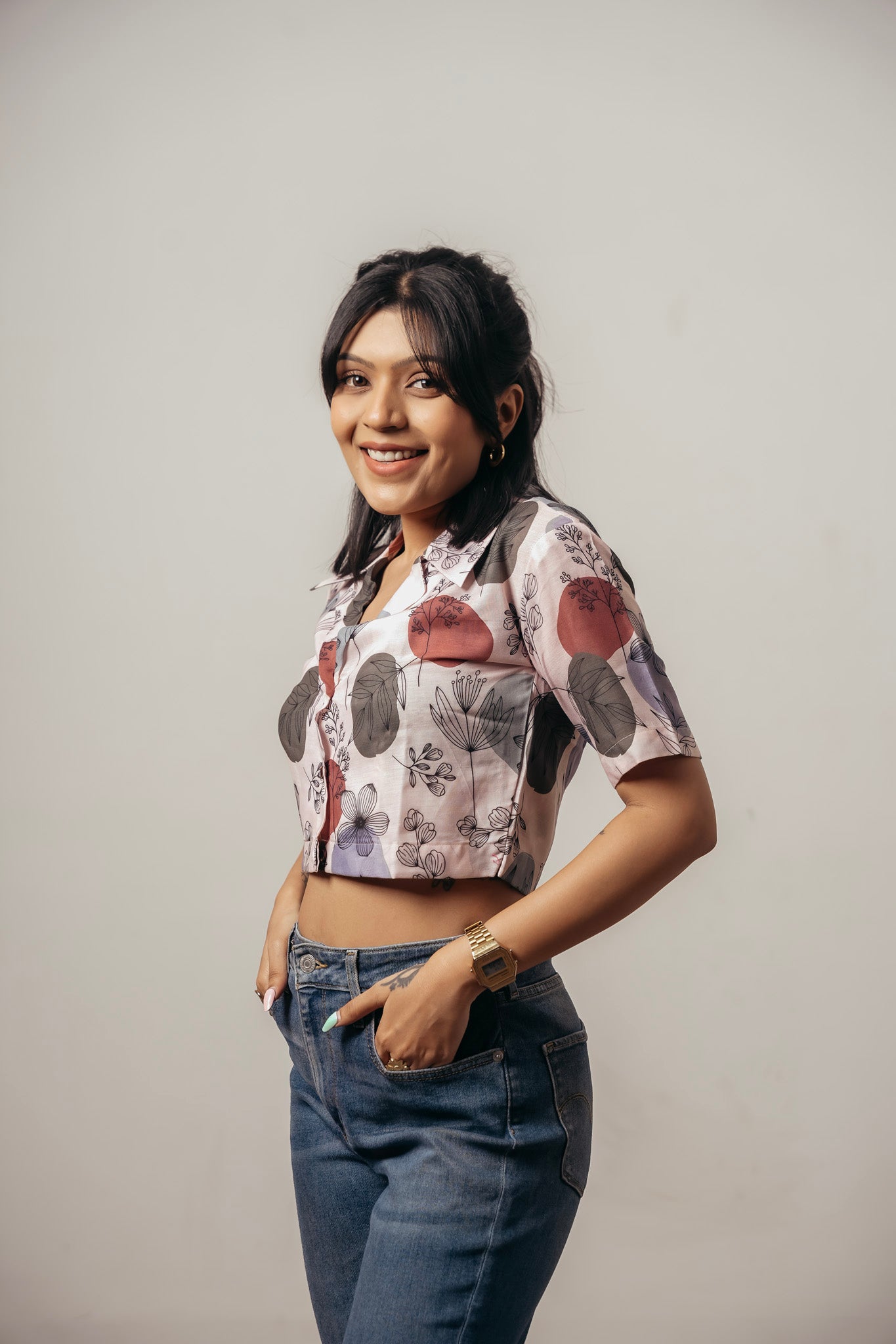 Joyara Ivory Bloom Crop Top