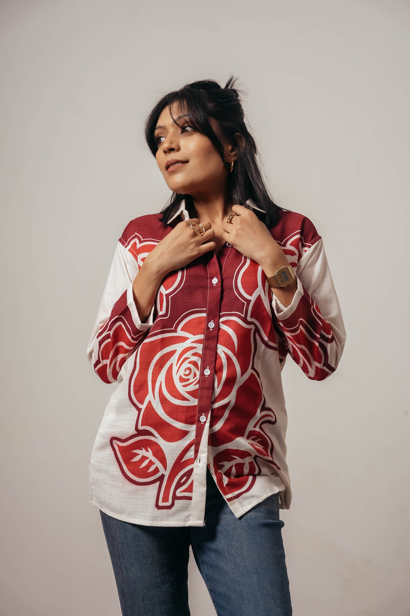 ✨ Joyara Crimson Bloom Shirt ✨