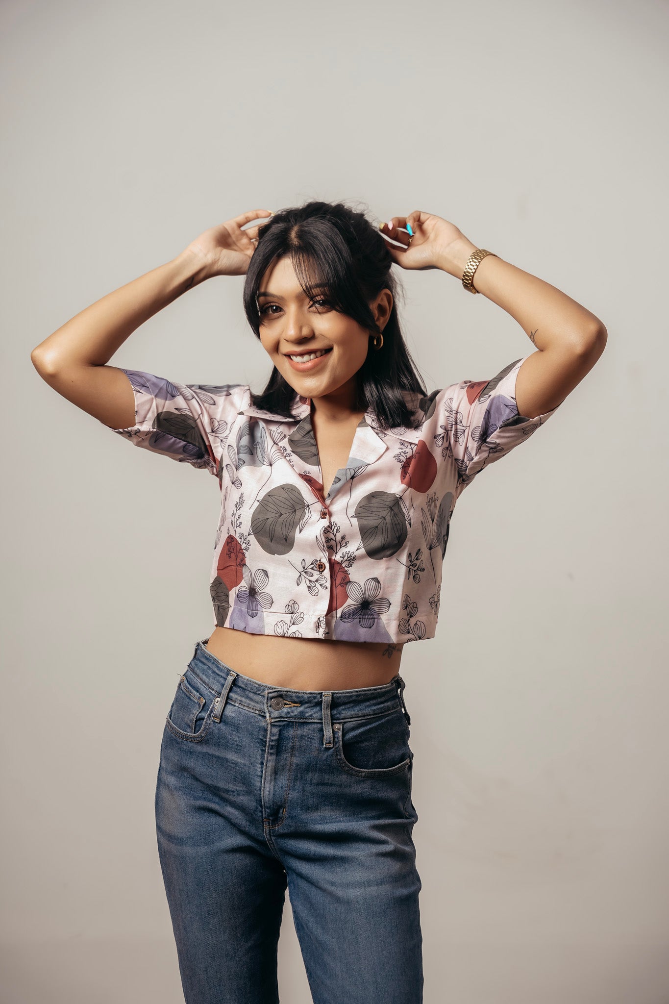 Joyara Ivory Bloom Crop Top