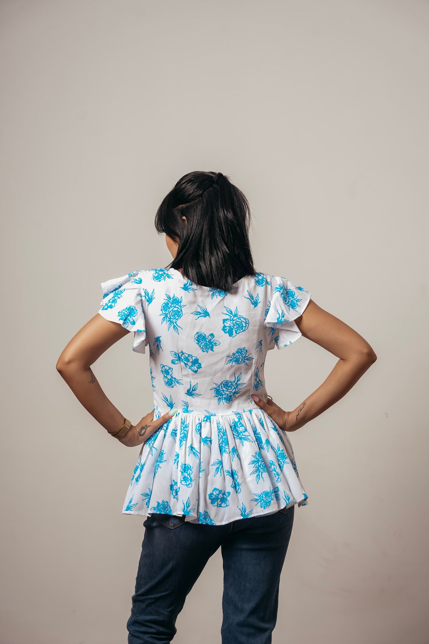 ✨ Joyara Azure Bloom Peplum Top ✨