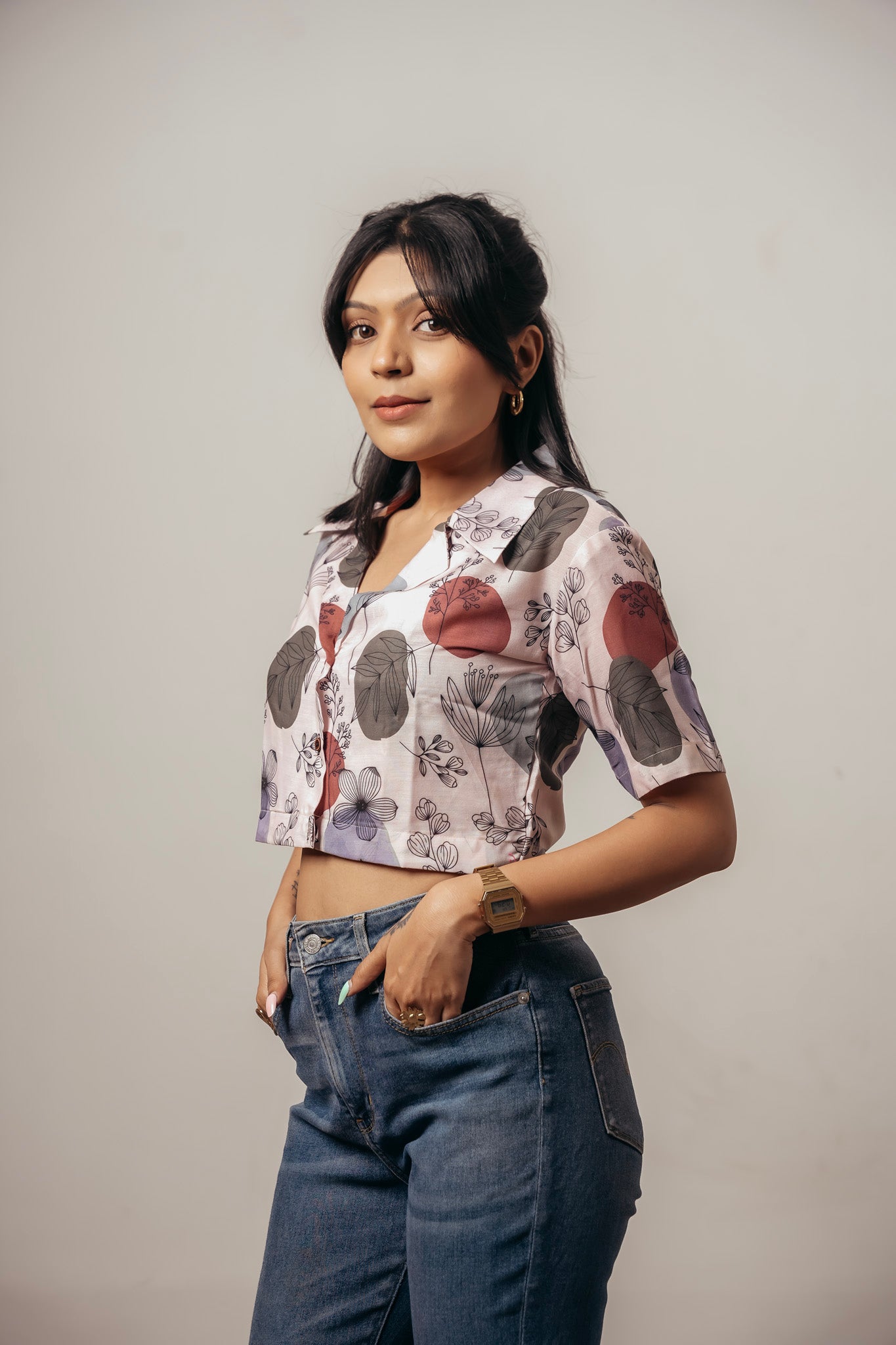 Joyara Ivory Bloom Crop Top