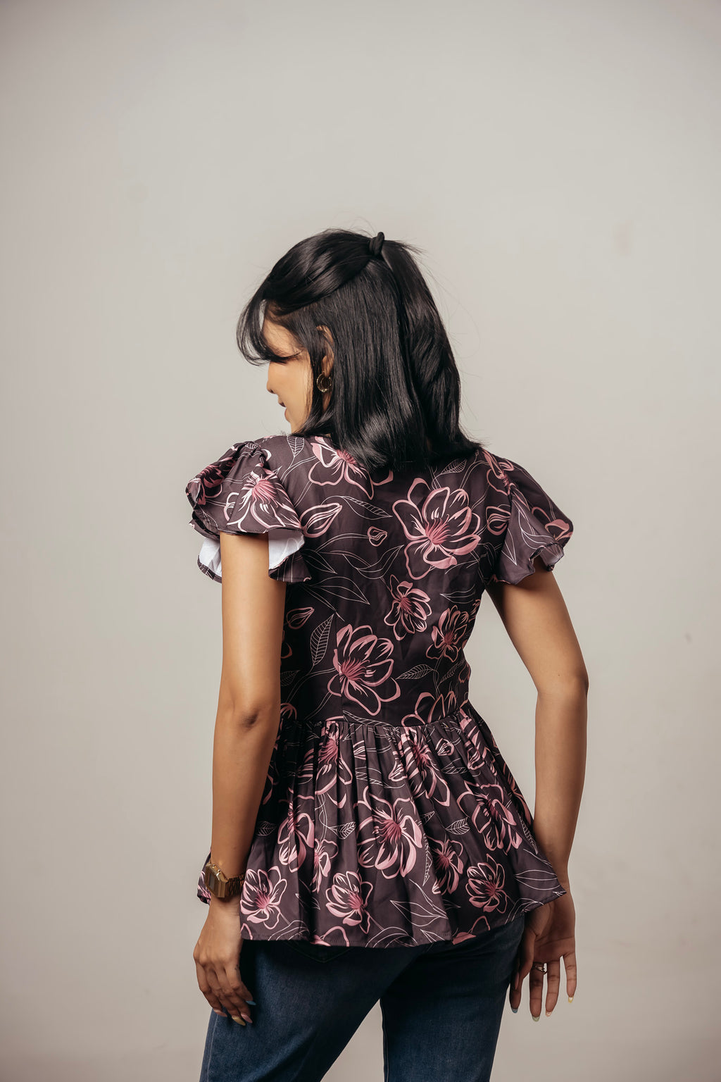 ✨ Joyara Midnight Bloom Peplum Top ✨