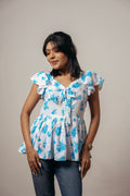 ✨ Joyara Azure Bloom Peplum Top ✨