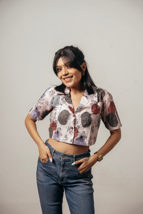 Joyara Ivory Bloom Crop Top