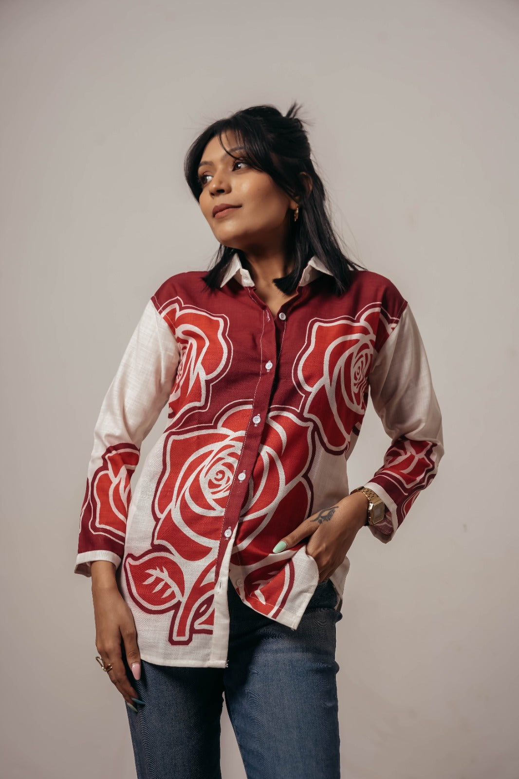 ✨ Joyara Crimson Bloom Shirt ✨