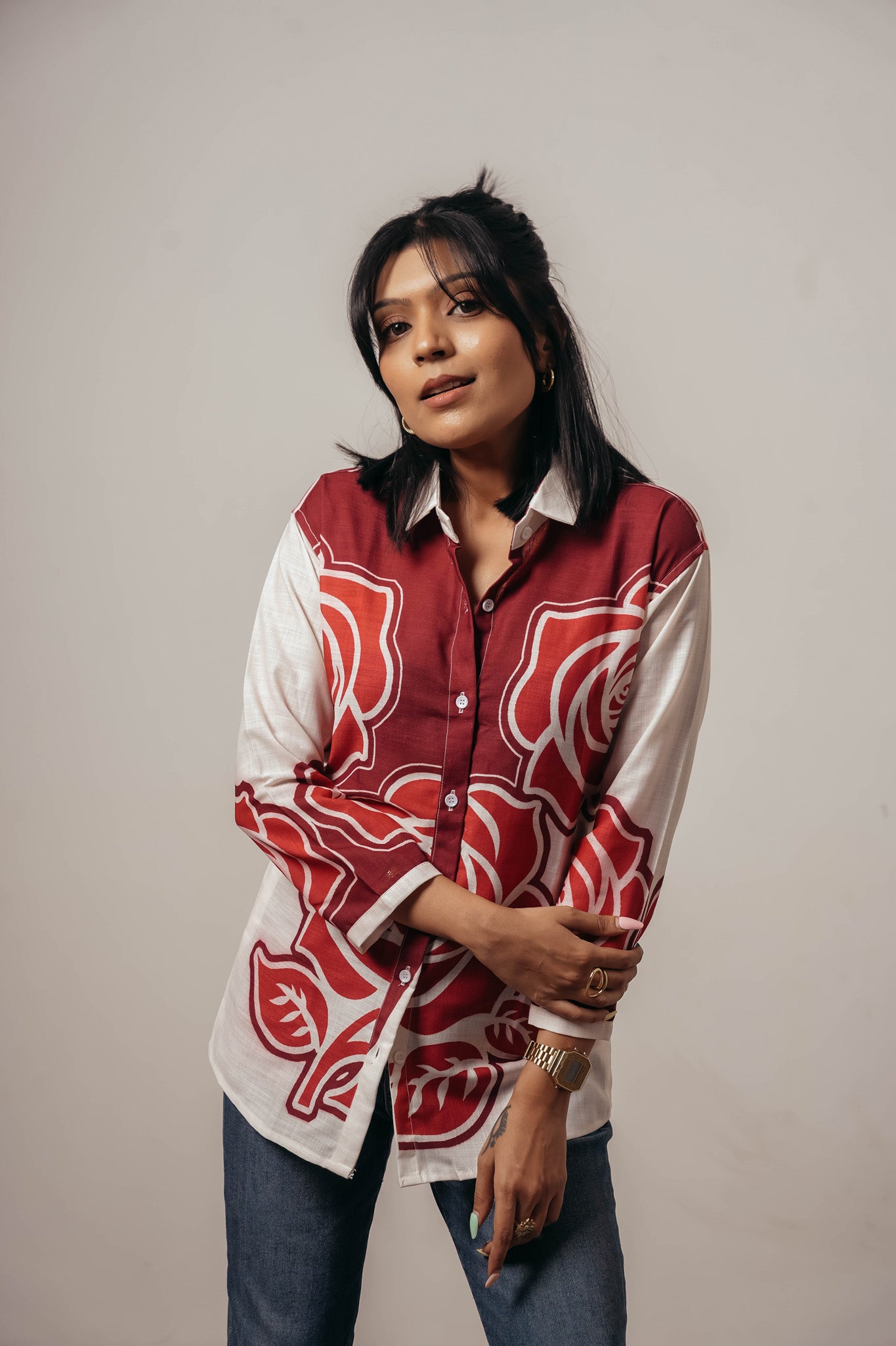 ✨ Joyara Crimson Bloom Shirt ✨